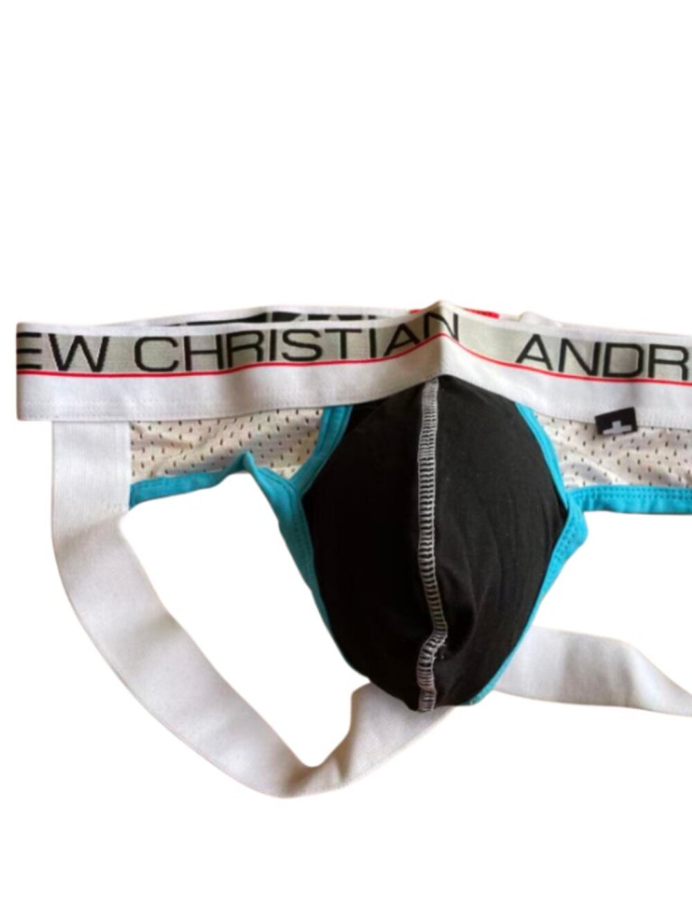 Andrew Christian Black and Turquoise Jock Brief